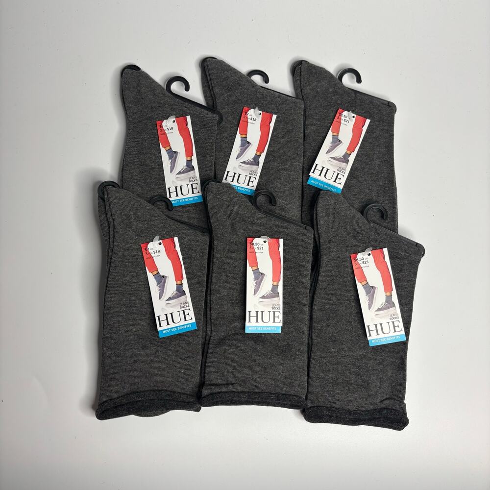 HUE Jean Socks Crew (6-Pack) in Graphite Heather